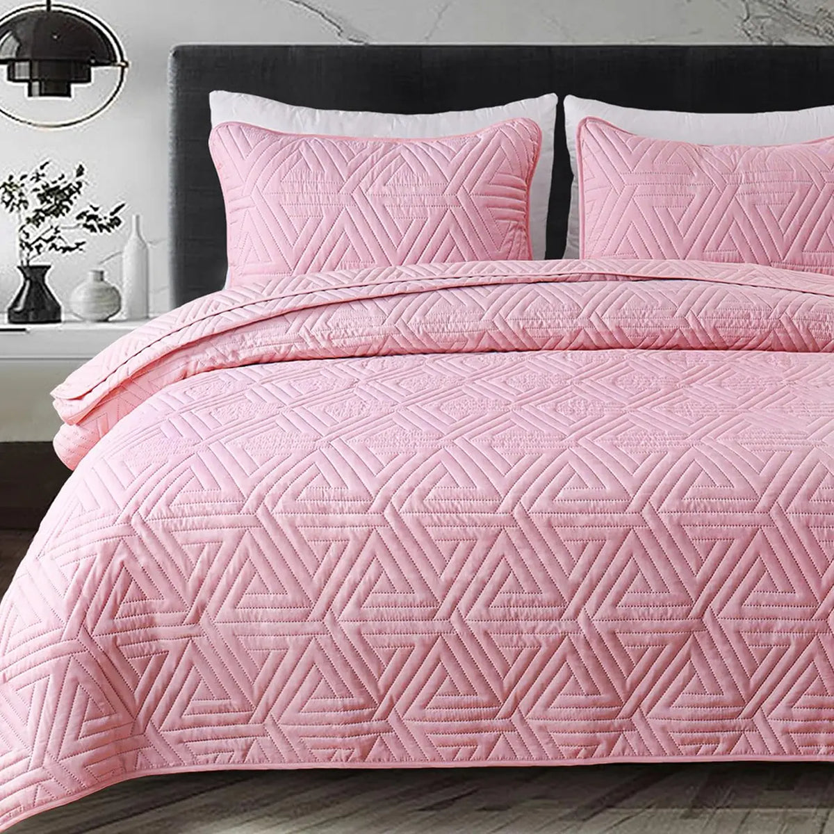 【backtoschoolday】Whale Flotilla Soft Quilt Set for All Seasons,Ultrasonic Geometric Bedding Set, Lightweight Reversible Bedspread, Coverlet, Bed Cover with Pillow Shams