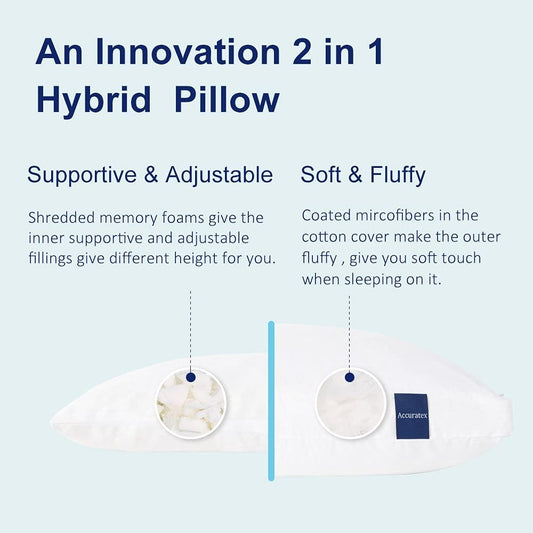 ACCURATEX Pillows King Size Set of 2, Adjustable Hybrid Pillow 2 Pack