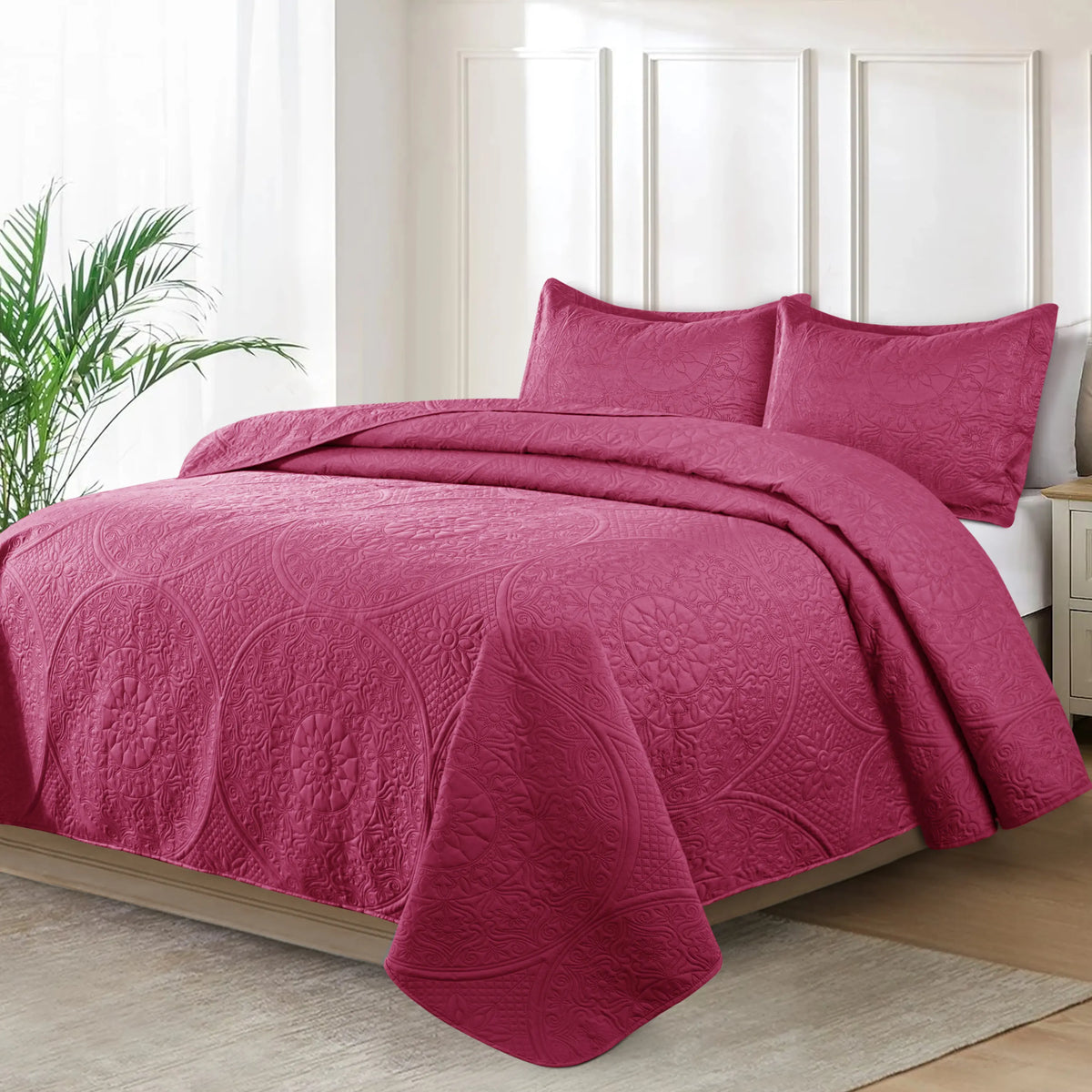 Lightweight Bedspread All Season Comfort - Quilted Coverlet Bedding Set - Oversized Breathable Bed Cover Quilt - Reversible Microfiber Bedspread