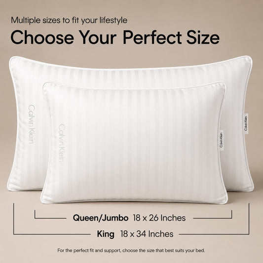 Calvin Klein Hotel Collection Bed Pillows Queen Size Set of 2, Medium Soft