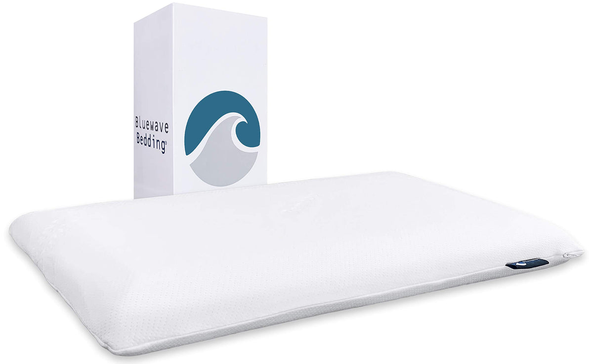 Bluewave Bedding Super Slim Gel Memory Foam Pillow for Stomach and Back Sleepers - Thin, Flat Design for Cervical Neck Alignment and Deeper Sleep (3.25-Inches Height, Standard Size)