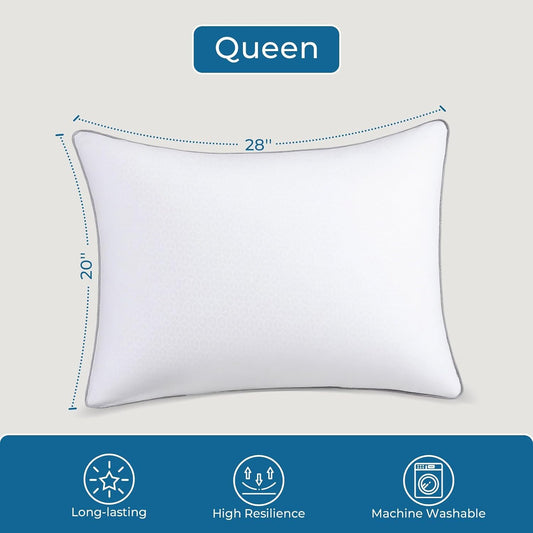 Sasttie Firm Pillows Queen Size Set of 4, Bed Pillows for Side, Back, and Stomach Sleepers - Oeko-Tex Certified Supportive Down Alternative Plump Filling - Hotel Quality and Machine Washable, 4 Pack