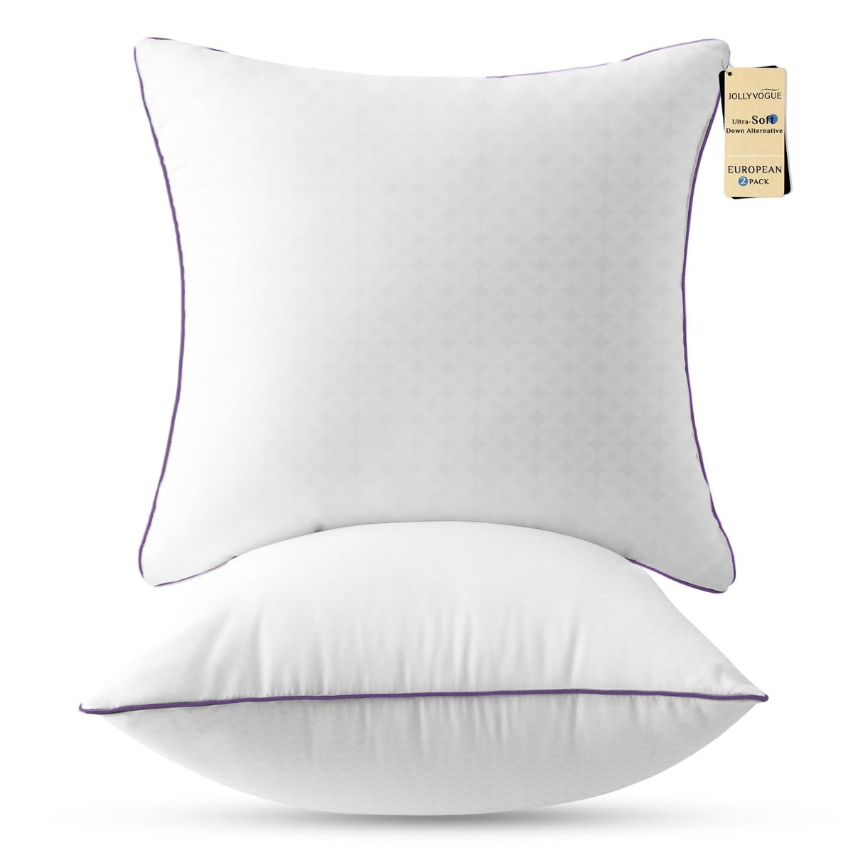 JOLLYVOGUE Firm Pillows Queen Size Set of 2, Supportive Bed Pillows with Oeko-Tex Certified Down Alternative Fill, Luxury Hotel Quality for Back, Stomach and Side Sleepers