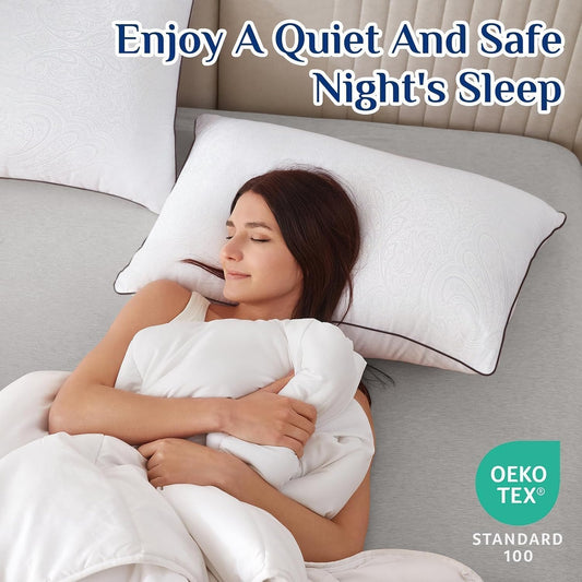 JOLLYVOGUE King Size Pillows Set of 4, Cooling and Firm King Pillows with Oeko-Tex Certified Down Alternative Filling for Side, Back, and Stomach Sleepers, Hotel Collection