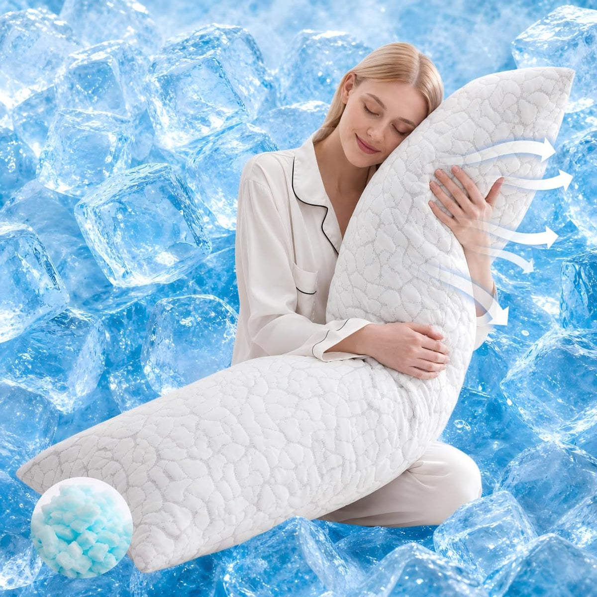 Cooling Pillows Queen Size Set of 2, Memory Foam Firm Bed Pillows