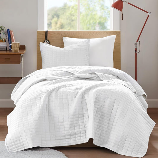 Comfort Spaces Kienna Twin Quilt Bedding Set 2 Piece, 66"x 90" White