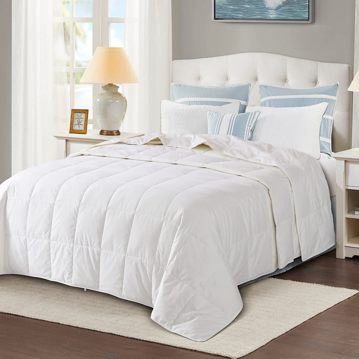 Globon Summer Down Comforter King Size,Extra Lightweight Duvet Insert,White