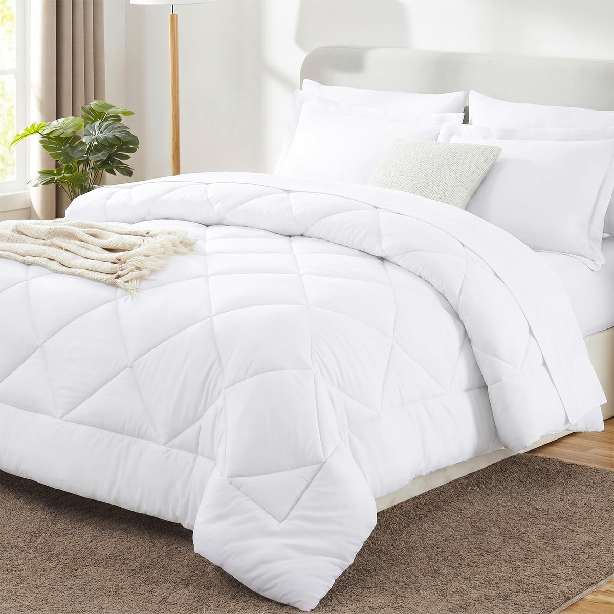 CozyLux King Comforter Set 102"x90" Dark Grey - 7 Piece Bed in a Bag