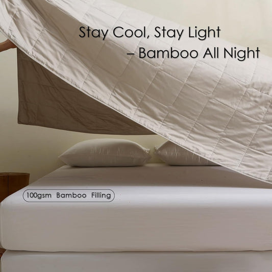 EP Mode Lightweight Quilt Blanket for Summer, Viscose from Bamboo Fabric & Filling, Natural, Breathable & Machine Washable- Sandshell, Twin