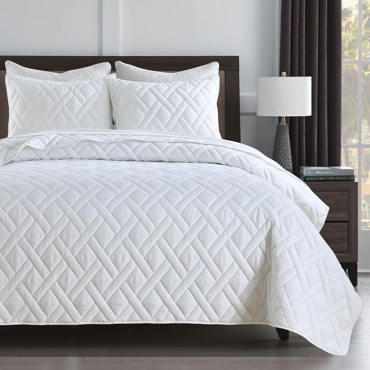 HORIMOTE HOME Quilt Queen Size Dusty Blue, Lightweight Quilts for Summer Ultra-Soft Microfiber Modern Style Quilted Clouds Pattern Bedspread Quit Set 3 Pieces(1 Quilt and 2 Pillow Shams)