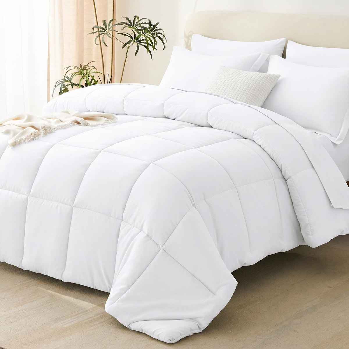 CozyLux Queen Comforter Set, 7-Piece Bed in a Bag, Black