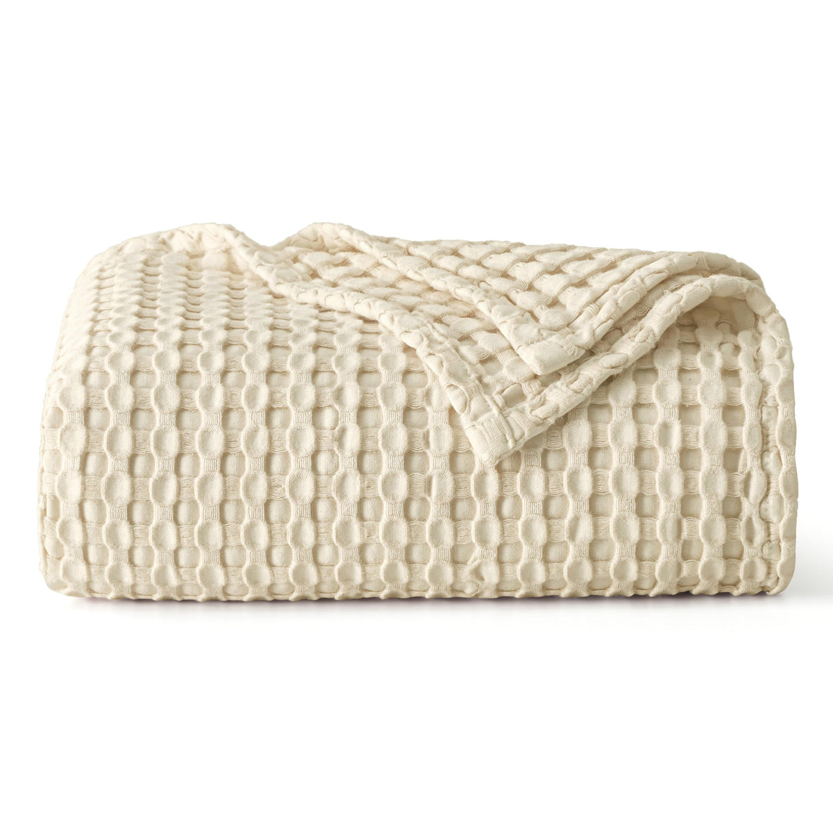 Bedsure Cooling Waffle Blanket for Hot Sleepers, Ivory, Queen, 90"x90"