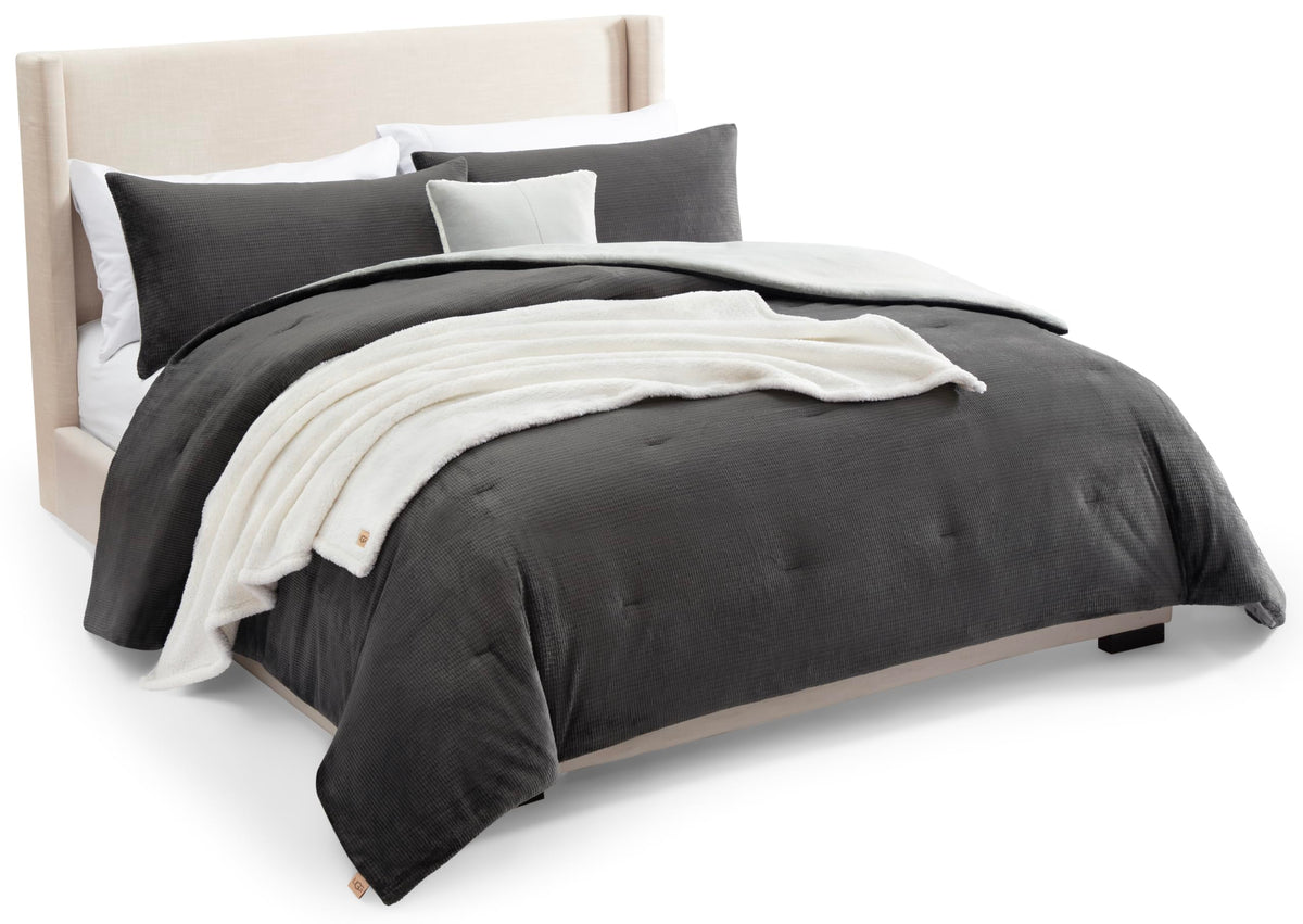 UGG Remina Queen Comforter Set with Throw Blanket & Pillow, 5-Piece, Beige