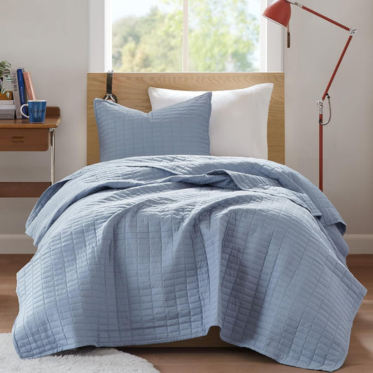Comfort Spaces Kienna Twin Quilt Bedding Set 2 Piece, 66"x 90" Blue