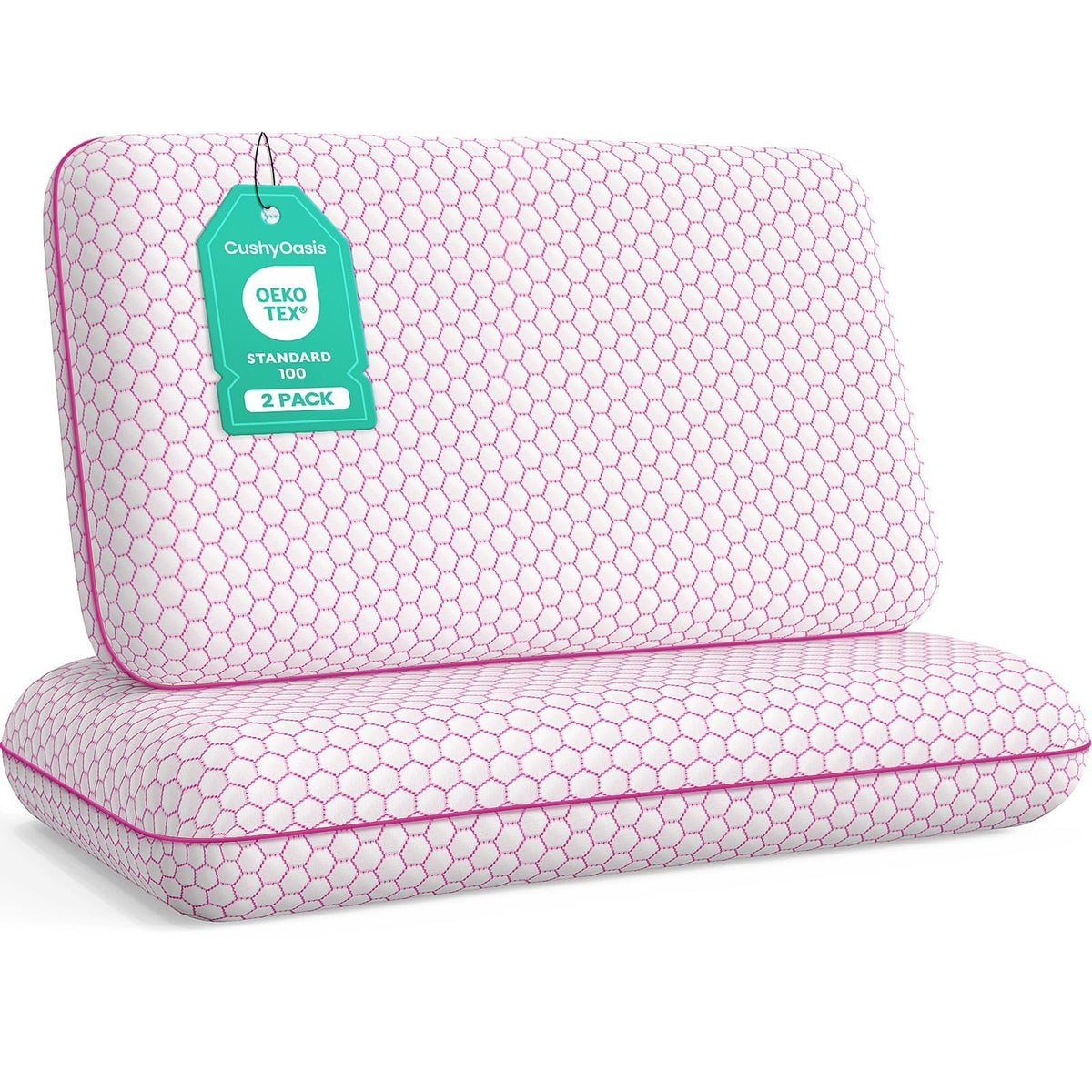 CushyOasis Bed Pillows for Sleeping 2PCS, Memory Foam, Standard Size, Blue