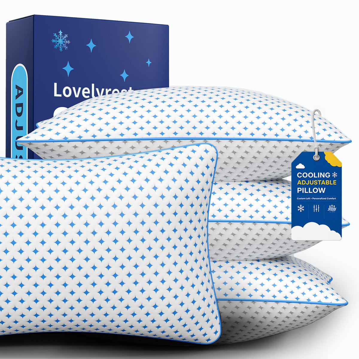 King Size Pillows Set of 2, Cooling Shredded Memory Foam Pillows