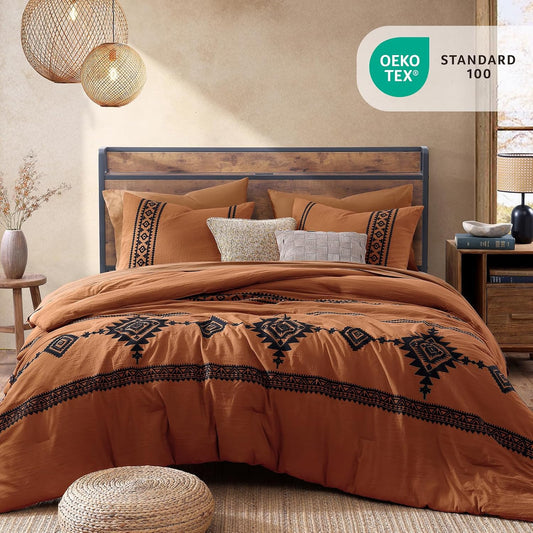 MaiRêve Embroidery King Size Comforter Set 7 Pieces Western Bed in a Bag