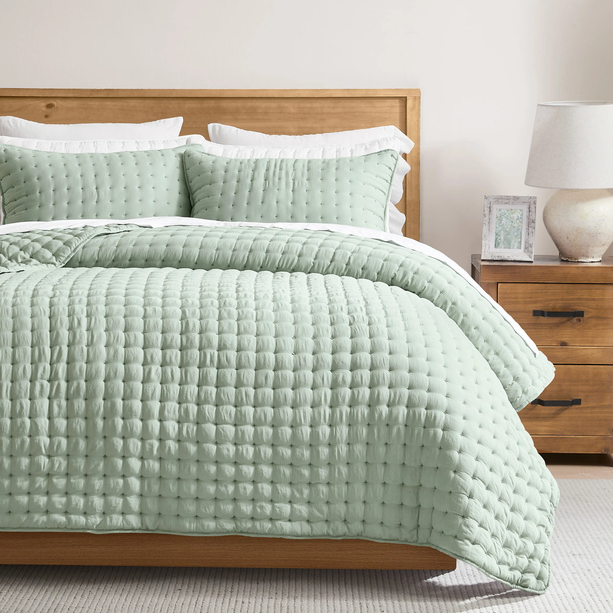 WDCOZY Cross-Stitch Design Quilt Bedding Set – California King/King/Queen/Twin, 2 Pillow Shams, Lightweight Soft Bedspread/Coverlet, All-Season Summer Luxury,Fall Bedroom Refresh,Cozy Bedroom,home decor