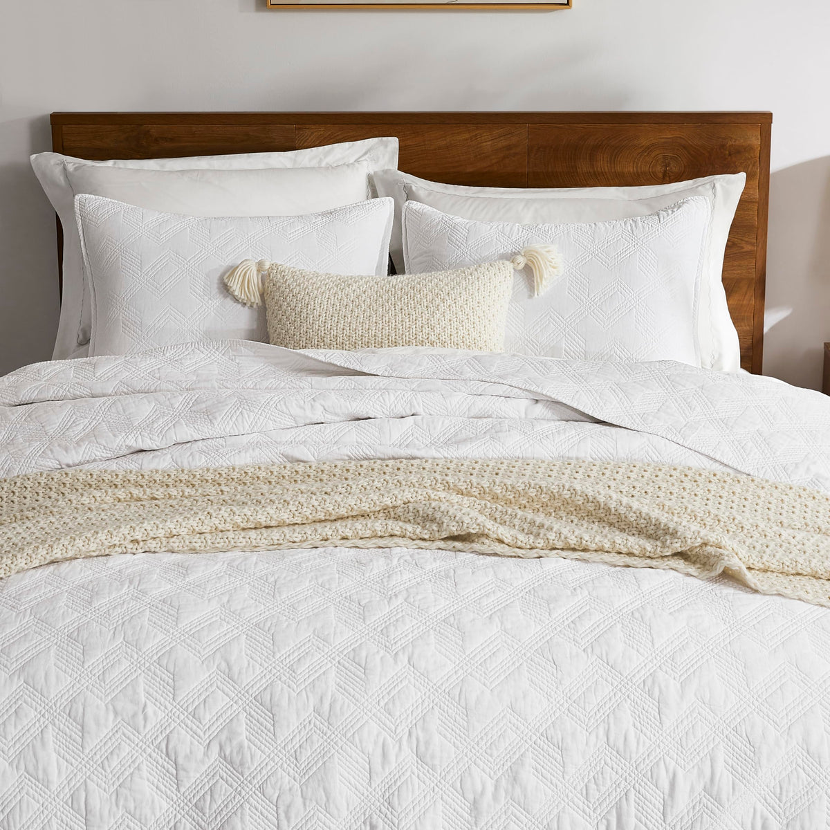 WDCOZY 100% Cotton Queen Size Quilt Set - Olive Green Pre-Washed Soft Lightweight Modern Bedspread, Farmhouse Country Rustic Coverlet, Textured Like Linen, Shabby Chic Gauze Bedding, 3 Pieces