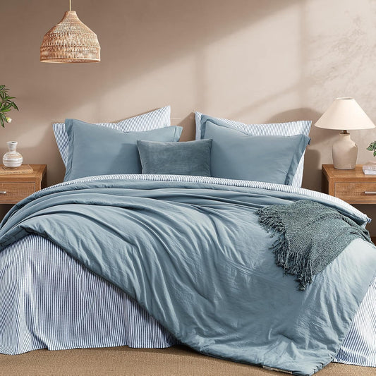 Monbix Queen Comforter Set - 7 Pieces Soft Bed in a Bag Queen Bedding Sets