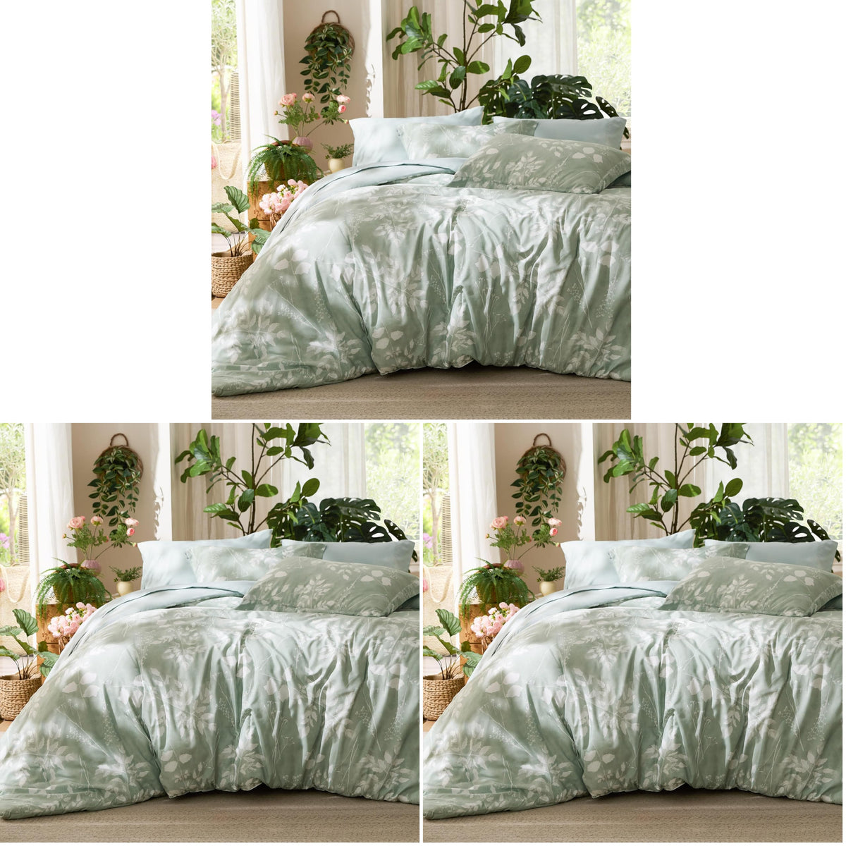 Bedsure Sage Green Queen Comforter Set, Floral Bedding Sets, 7 Piece