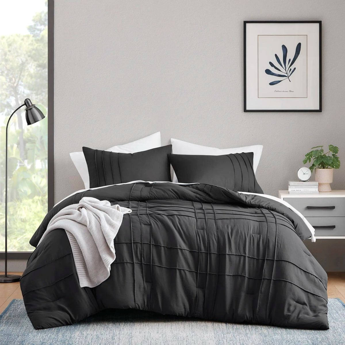 Soft Washed Pleated Bedding Sets with Pintuck Pleated Design, Comforter Set, Extra Softness Premium Microfiber Filling, All Season Lightweight,back to school,back to school shopping,home decor,sohochic