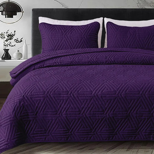 【backtoschoolday】Whale Flotilla Soft Quilt Set for All Seasons,Ultrasonic Geometric Bedding Set, Lightweight Reversible Bedspread, Coverlet, Bed Cover with Pillow Shams