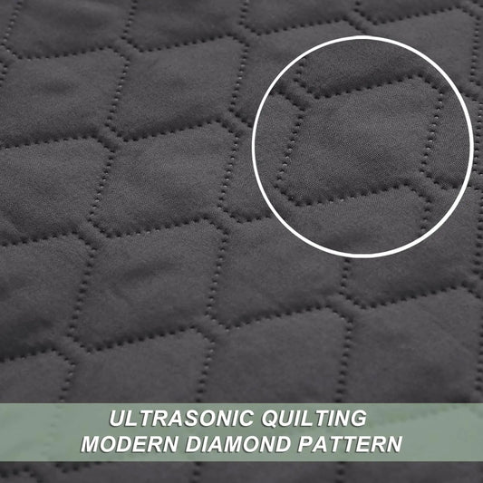 【SohoChic】Geometric Ultrasonic Blend Reversible Bedding Set with Pillow Shams, Lightweight Yet Sturdy All-Season Bedspread Bed Coverlet for Warm or Cool Use, California King Size