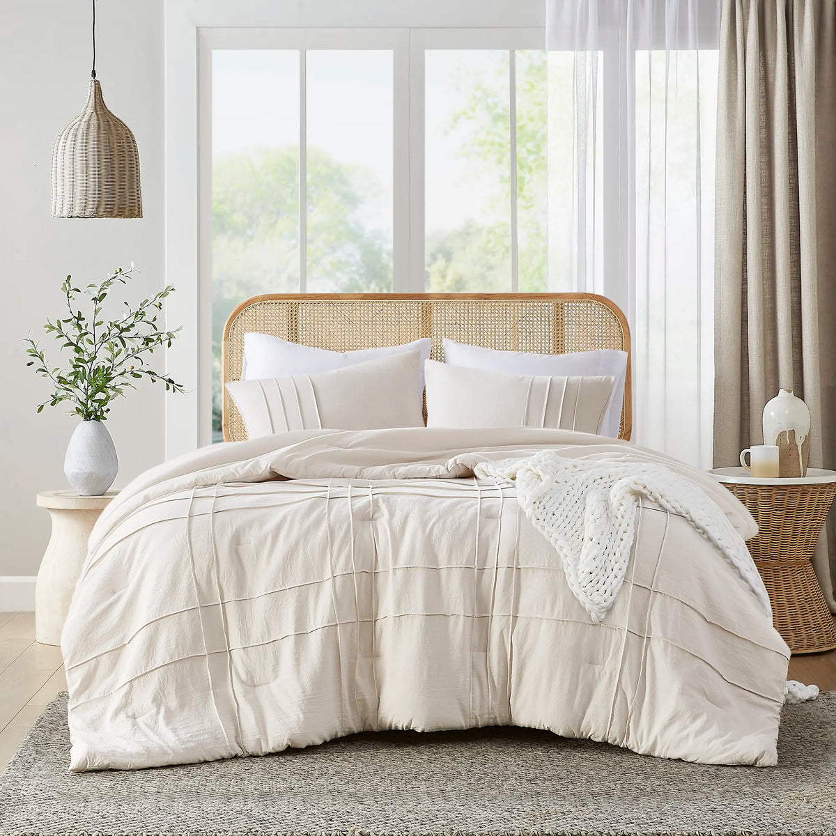Soft Washed Pleated Bedding Sets with Pintuck Pleated Design, Comforter Set, Extra Softness Premium Microfiber Filling, All Season Lightweight,back to school,back to school shopping,home decor,sohochic