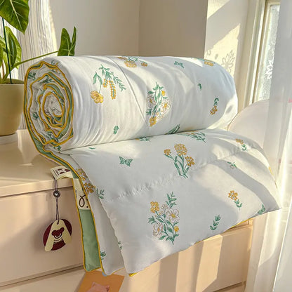1pcs of small floral print summer quilt, super soft and skin-friendly air-conditioned quilt, Printed Quilts, suitable for use in all seasons, bedrooms, and living rooms #GLOBAL PICKS