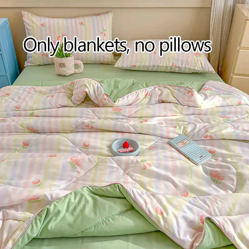 1pcs of small floral print summer quilt, super soft and skin-friendly air-conditioned quilt, Printed Quilts, suitable for use in all seasons, bedrooms, and living rooms #GLOBAL PICKS