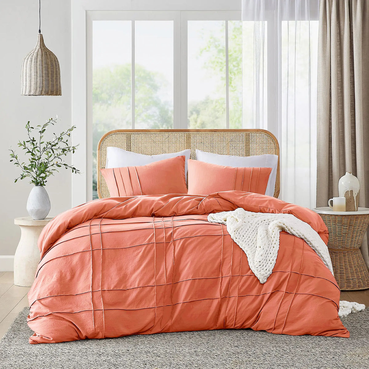 Soft Washed Pleated Bedding Sets with Pintuck Pleated Design, Comforter Set, Extra Softness Premium Microfiber Filling, All Season Lightweight,back to school,back to school shopping,home decor,sohochic