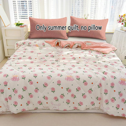 1pcs of small floral print summer quilt, super soft and skin-friendly air-conditioned quilt, Printed Quilts, suitable for use in all seasons, bedrooms, and living rooms #GLOBAL PICKS