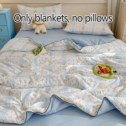 1pcs of small floral print summer quilt, super soft and skin-friendly air-conditioned quilt, Printed Quilts, suitable for use in all seasons, bedrooms, and living rooms #GLOBAL PICKS