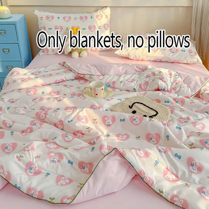 1pcs of small floral print summer quilt, super soft and skin-friendly air-conditioned quilt, Printed Quilts, suitable for use in all seasons, bedrooms, and living rooms #GLOBAL PICKS