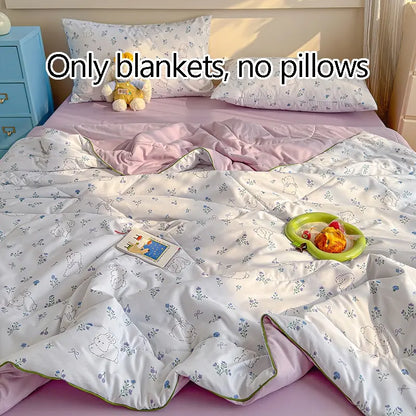 1pcs of small floral print summer quilt, super soft and skin-friendly air-conditioned quilt, Printed Quilts, suitable for use in all seasons, bedrooms, and living rooms #GLOBAL PICKS
