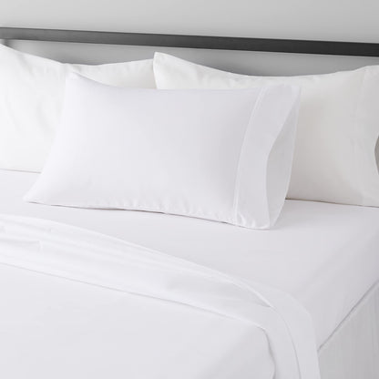 Amazon Basics Lightweight Super Soft Easy Care Wrinkle Free Microfiber 3 Piece Bed Sheet Set with 14-Inch Deep Pockets, Twin, Navy Blue, Solid, Kids, Men & Women Bedding