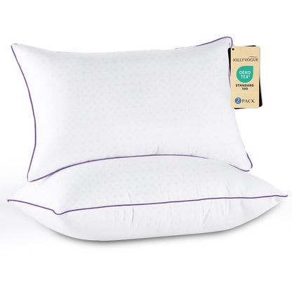JOLLYVOGUE Pillows Standard Size Set of 4, Washable Supportive Firm Bed Pillows with Oeko-Tex Certified Soft Down Alternative Fill, Luxury Hotel Quality for Side, Back and Stomach Sleepers