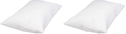 Amazon Basics Queen Pillow Protector with Zipper, 100% Cotton Hypoallergenic, Machine Washable, White, 31 x 21 Inches, Pillows Not Included