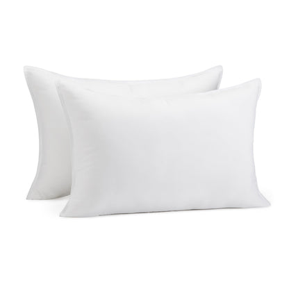 Amazon Basics Down Alternative Bed Pillows and Pillow Protector Case Set, Medium Density, Standard Size 26" x 20", Hypoallergenic, Microfiber, Washable, White, 2-Pack