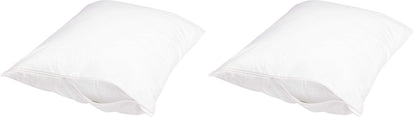 Amazon Basics Queen Pillow Protector with Zipper, 100% Cotton Hypoallergenic, Machine Washable, White, 31 x 21 Inches, Pillows Not Included