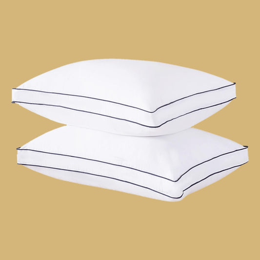 Goose Down Fiber Pillows, Gusseted Pillows Queen Size Set of 2