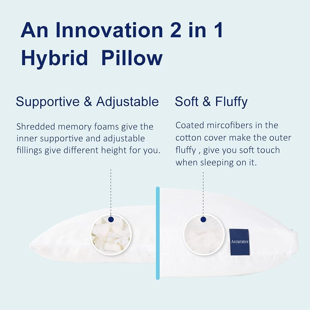 ACCURATEX Pillows King Size Set of 2, Adjustable Hybrid Pillow 2 Pack