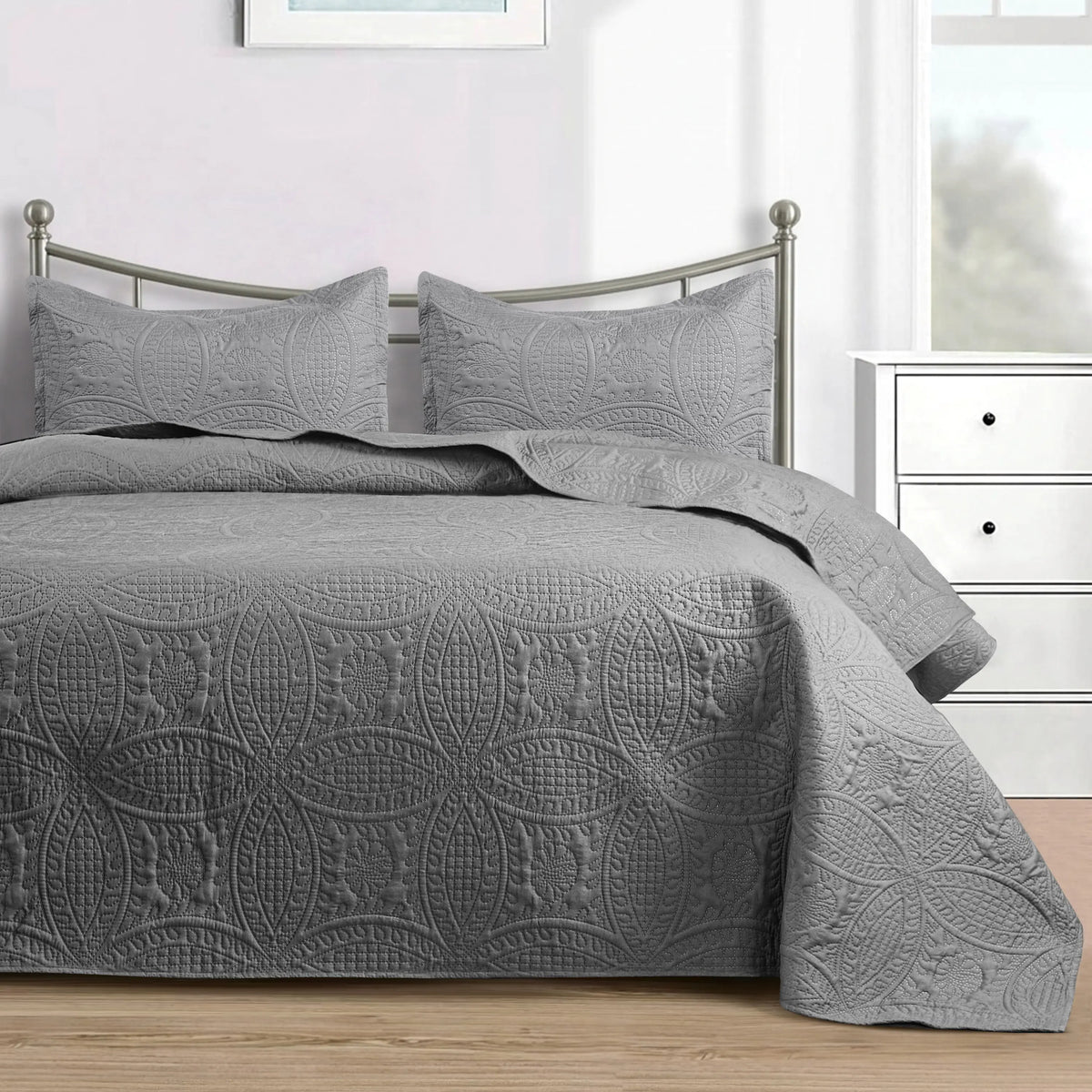 Lightweight Bedspread All Season Comfort - Quilted Coverlet Bedding Set - Oversized Breathable Bed Cover Quilt - Reversible Microfiber Bedspread