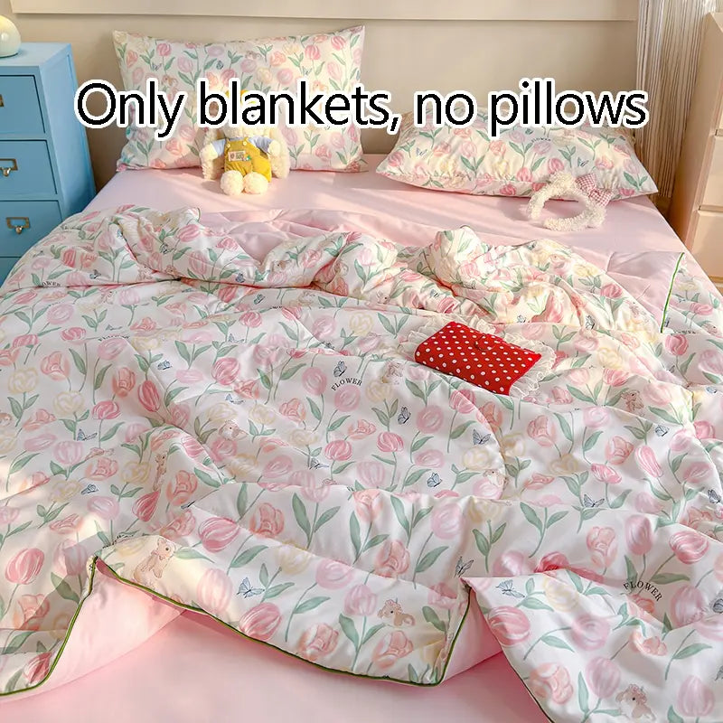 1pcs of small floral print summer quilt, super soft and skin-friendly air-conditioned quilt, Printed Quilts, suitable for use in all seasons, bedrooms, and living rooms #GLOBAL PICKS