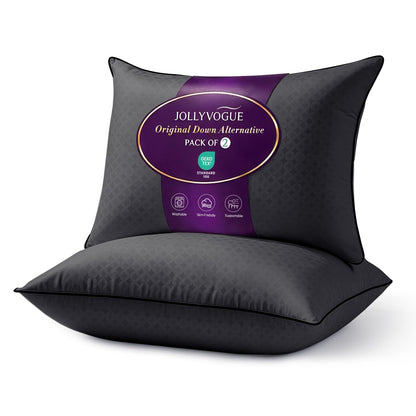 JOLLYVOGUE Pillows Standard Size Set of 4, Washable Supportive Firm Bed Pillows with Oeko-Tex Certified Soft Down Alternative Fill, Luxury Hotel Quality for Side, Back and Stomach Sleepers