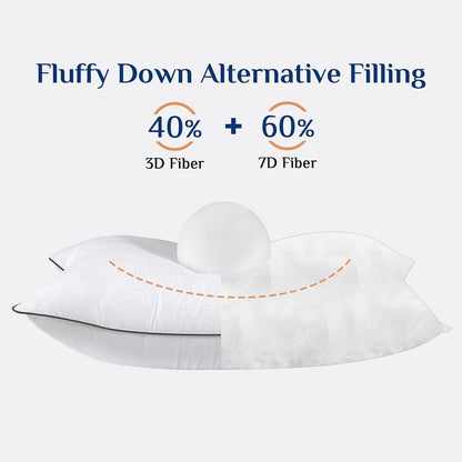 JOLLYVOGUE Pillows Queen Size Set of 4, Cooling and Firm Pillows with Oeko-Tex Certified Down Alternative Filling for Side, Back, and Stomach Sleepers, Hotel Collection