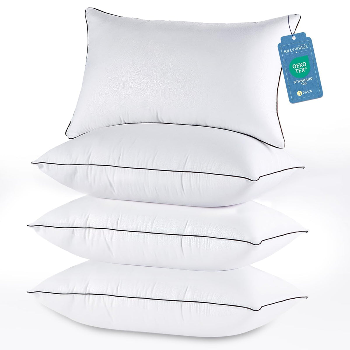 JOLLYVOGUE Pillows Queen Size Set of 2, Cooling and Firm Pillows with Oeko-Tex Certified Down Alternative Filling for Side, Back, and Stomach Sleepers, Hotel Collection