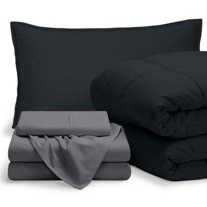 Bare Home Bed-in-A-Bag 5 Piece Set (Twin XL, Grey/Light Grey)