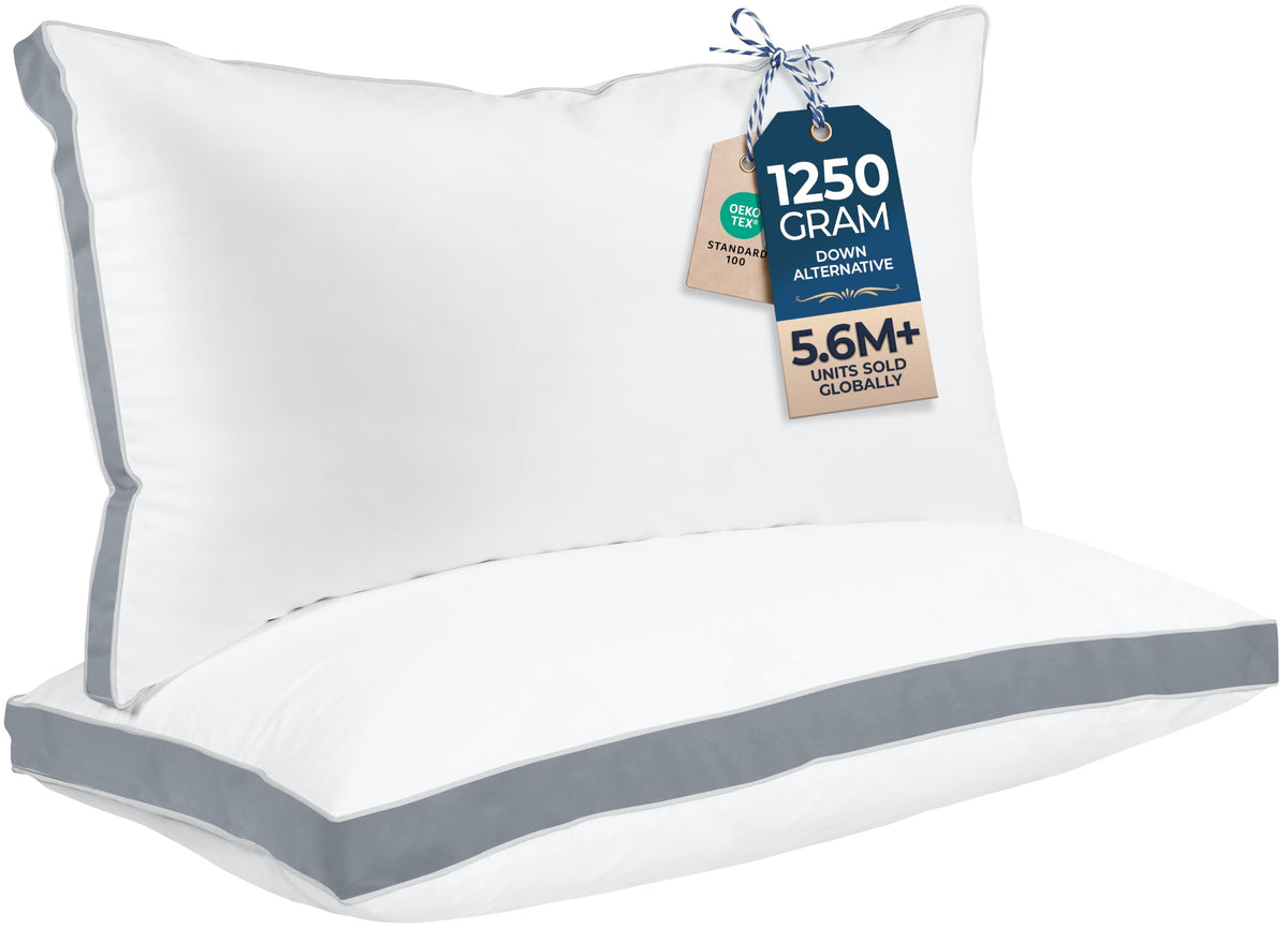 Utopia Bedding Gusset Bed Pillow, Hotel Pillows Queen Size Set of 2, White